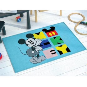 Resim Zorlu Lisanslı Çocuk Halısı Mickey Mouse 80X120 Mavi 
