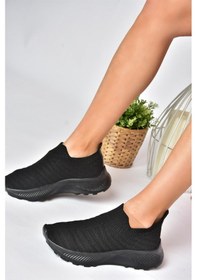 Resim Fox Shoes P239503304 Siyah Triko Kumaş Kadın Spor Ayakkabı Sneakers Siyah-kumaş 