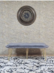 Resim Zafir Ufo Oturak Bench - Gold Kaplama Telli Ayak - Oturak - Bench - Puf - Yatak Ucu Pufu Gri 