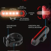 Resim 360 Derece Dönebilen USB Şarjlı LED Bisiklet Kuyruk Lambası - Dayanıklı ABS, Hızlı Çıkarma Düğmesi, Yatay ve Dikey Montaj Seçenekleri, Bisikletçiler için Güvenlik Uyarısı, Bisiklet Güvenlik Ekipmanı | Modern Bisiklet Lambası | Ayarlanabilir Montaj 