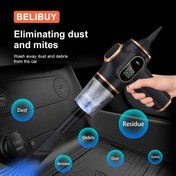 Resim BELIBUY Büyük Emiş, Toz Fırçası ve Aksesuarlar Seti ile Taşınabilir El Tipi Kablosuz Vakum Temizleyici, Yıkanabilir Filtre, USB Şarj Edilebilir 2000mAh Lityum Pil, Çok Fonksiyonlu Ev Temizleme Malzemesi 