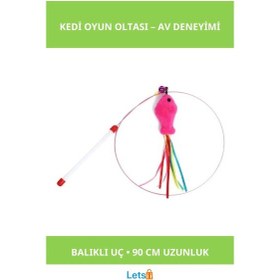 Resim 90 Cm Uzunlukta Balıklı Kedi Oyun Oltası 