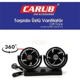 Resim Carub Araç Içi Torpido Üstü Çift Fanlı Vantilatör 