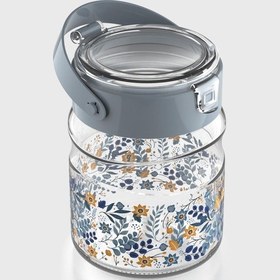 Resim Renga Mono 900 Ml Çiçek Desenli Cam Kavanoz 132065 Mavi 