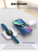 Resim Wair Teknoloji Iphone Watch Akıllı Saat 3in1 Kablosuz Wireless Magsafe Şarjlı Katlanabilir Stand Katlanabilir 