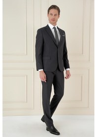 Resim Efor Slim Fit Çift Yırtmaç Mono Yaka Klasik Antrasit Takım Elbise Tk 912 Antrasit 