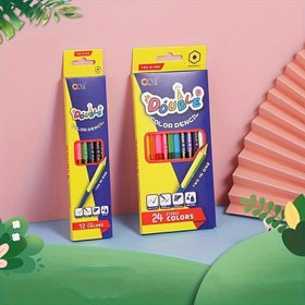 Resim Sanat Çizimi, Eskiz ve Renklendirme için Çift Başlı İki Renkli Kalem Seti - 24/12 Renk Paketi - 14+ Gençler ve Yetişkinler için Toksik Olmayan Çift Uçlu Renkli Kalemler - Tüy Yok - Güzel Yazı Gereçleri 