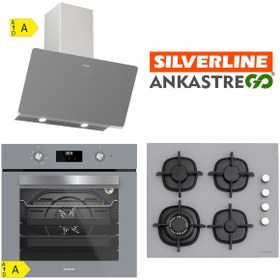 Resim Silverline BO6502S02 - CS5429S01 - 3457 Soho 60 CM Gri Cam Ankastre Set 