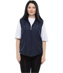 Resim Vetre Kadın Kapüşonlu Polarlı Yelek Lacivert Büyük Beden 1026 Çok Renkli 