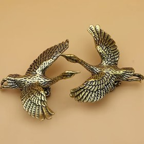 Resim Elegant Pirinç Uçan Turna Figürü - Vintage Tarzı Masa Süsü, Ofis Sanat Eseri, Çay Evcil Hayvan Aksesuarı 