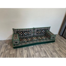 Resim Coton Şark Köşesi Şili Desenli Minder Takımı Yeşil 