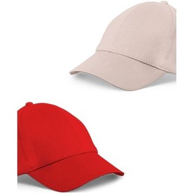 Resim Unisex Kırmızı Ve Taş Rengi 2'li Beyzbol Şapka Seti - Unisex Kırmızı - Taş Rengi 