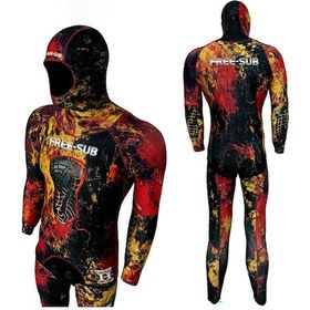 Resim Free-sub 3mm Assos Red Yamamoto Avcı Serbest Dalış Elbisesi Kamuflaj 