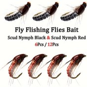Resim 6/12 adet Kuru/Islak Sinekler Yengeç Yemleri Balıkçılık Sinekleri Alabalık, Greyling ve Panfish için Yapay Yem Malzemesi Yapay Tüy & Rayon 