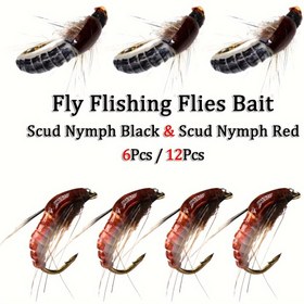 Resim 6/12 adet Kuru/Islak Sinekler Yengeç Yemleri Balıkçılık Sinekleri Alabalık, Greyling ve Panfish için Yapay Yem Malzemesi Yapay Tüy & Rayon 