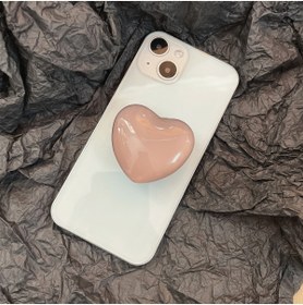 Resim EDELFU Popsocket Yapışkanlı Açık Kahve Kalp Telefon Tutacağı Kalp Şekilli Akrilik Yüzey Parmak Tutucu 