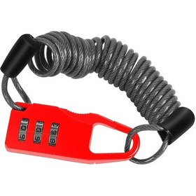 Resim Motosiklet Şifreli Kask Kilidi 1.2mt Çelik Kablo Kilit Kırmızı 