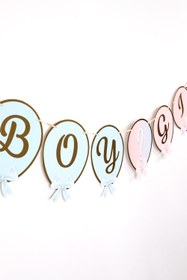 Resim Çok Renkli Gold Varaklı Cinsiyet Belirleme Banner - Çok Renkli / Tek Ebat 