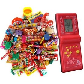 Resim Nostaljik Lezzetler Hediye Kutusu Kırmızı Tetrisli Büyük Boy 80'ler 90'lar 