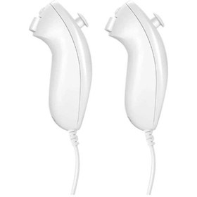 Resim Beyaz-2 Adet-sol Sağ El Nunchuck Wii El Kavisli Oyun Kolu Denetleyicisi Nintendo Wii Oyun Denetleyicisi Nunchuck Wii Gamepad Için 