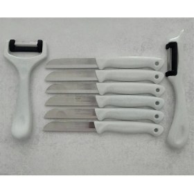 Resim 6'lı Meyve Sebze Doğrama Bıçağı ve 2'li Soyacak Set, Beyaz 