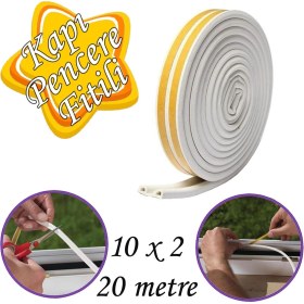 Resim Glaswen 10X2=20 Metre Kapı Pencere Bandı Beyaz Fitili Yapışkanlı Soğuk Izolasyon Bant 