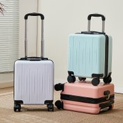 Resim 13 İnç Mini Sert Kabuklu Spinner Seyahat Arabası Çantası, ABS, Beyaz ve Siyah, Demir + Alüminyum Alaşım Kolu ve Kombinasyon Kilidi ile, Hava Seyahati İçin 