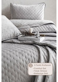 Resim Elart Porto Flame Yatak Örtüsü Çift Kişilik 240x260 Cm Gri Gri 