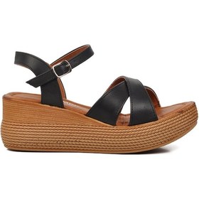 Resim Ayakmod 426093 Siyah Kadın Dolgu Topuk Sandalet 001 