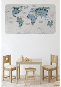 Resim Eğitici Dünya Haritası Dünya Atlası Çocuk Ve Bebek Odası Duvar Sticker -60x105-3815 Renkli 