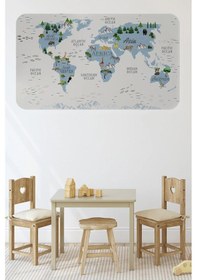 Resim Eğitici Dünya Haritası Dünya Atlası Çocuk Ve Bebek Odası Duvar Sticker -60x105-3815 Renkli 