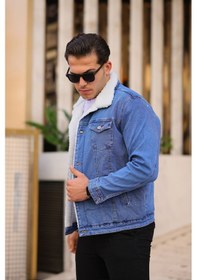 Resim Serseri Jeans Erkek Kürklü Kot Ceket İçi Kürklü Kot Ceket Buz Mavi 