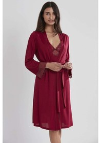 Resim Pierre Cardin 6'lı Penye Modal Gecelik Sabahlık Çeyiz Seti 5025 Bordo 001 