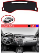Resim Torpido Koruma Halısı Siyah Kenar Renk Kırmızı Mitsubishi Lancer 2003-2007 İle Uyumlu 