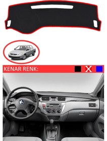 Resim Torpido Koruma Halısı Siyah Kenar Renk Kırmızı Mitsubishi Lancer 2003-2007 İle Uyumlu 
