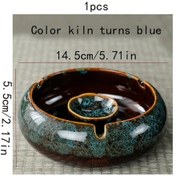 Resim Chuangyinshop Nordik Çin Tarzı Büyük Seramik Kül Tablası Renk Fırın Mavisi Yaratıcı Kişilik Anti Sinek Kül Trend Ev Dekorasyon Ofis Masaüstü Erkek Hediyesi 