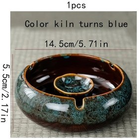 Resim Chuangyinshop Nordik Çin Tarzı Büyük Seramik Kül Tablası Renk Fırın Mavisi Yaratıcı Kişilik Anti Sinek Kül Trend Ev Dekorasyon Ofis Masaüstü Erkek Hediyesi 