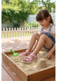 Resim Enoch Üçlü Çiçek Aksesuarlı Ve Cırt Cırtlı Rahat Kız Çocuk Sandalet Pembe 