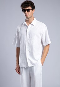 Resim Kabartma Baskılı Keten Gömlek 