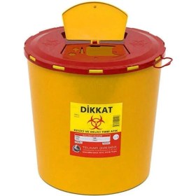 Resim 5 Lt Tıbbi Atık Kovası Seti, 10 Adet, Sarı Renkli, Güvenli ve Temiz Kullanım 