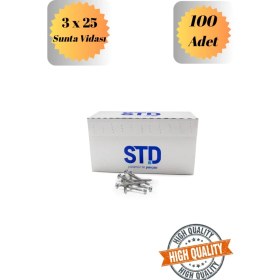 Resim mobilyap Std 3X25 Sunta Vidası Sivri Uçlu Ahşap Tahta Ağaç Mobilya Ayak Kulp Vidası 100 Adet 