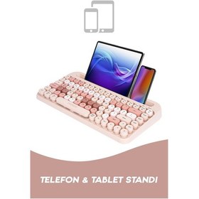 Resim Everest K-98 Latte 2.4G+BT1+BT2 Mac Wın Klavye Pembe 