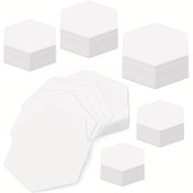 Resim 600 adet Beyaz Kartonlu Altıgen Dikiş Şablon Seti, 6 Boyut, Dikiş, DIY El Sanatları ve Dikiş Projeleri için Kağıt Dikiş Şekilleri 