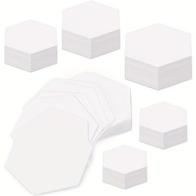 Resim 600 adet Beyaz Kartonlu Altıgen Dikiş Şablon Seti, 6 Boyut, Dikiş, DIY El Sanatları ve Dikiş Projeleri için Kağıt Dikiş Şekilleri 
