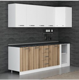 Resim Minar 240cm Köşe Mutfak Dolabı - Beyaz/dore K240-d4 