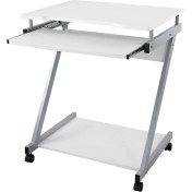 Resim Çalışma Masası, 4 Tekerlekli Bilgisayar Masası, Pc Masası, Pürüzsüz Klavye Uzatma, Kolay Montaj, Yerden Tasarruf Sağlayan Z-Şekilli Pc Masası, Beyaz, LCD811W, 60 x 48 x 73 cm 