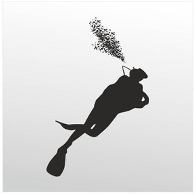 Resim Folyo Sticker Dalgıç 40cm Uzunluk Siyah 