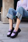 Resim NILUFARR Marissa Siyah/lila Hakiki Deri Kadın Loafer 