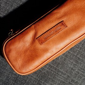 Resim Felix Vintage Deri Kalemlik, El Yapımı Kalem Çantası, Unisex Tasarım - Koyu Gri 