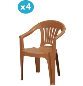Resim Omnipazar Mt-gf141 Zaffiro Plastik Bahçe Balkon Sandalye 4'lü Set Kahverengi 